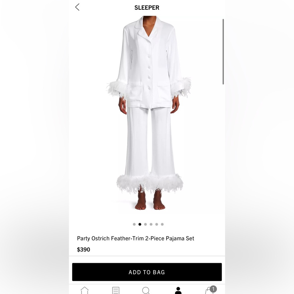 SLEEPER Party Ostrich Feather-Trim 2-Piece Pajama Set